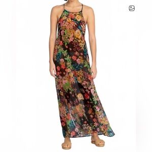 Johnny Was - Floral Strappy Semi-Sheer Maxi Dress - size medium NWOT